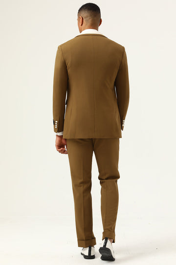 Brown Peak jakkeslag Single Button menn Prom Suits